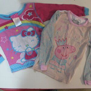 ** 2/$10 Lot of 2 Shirts 3T Hello Kitty Peppa Pig Pink Long Sleeve
